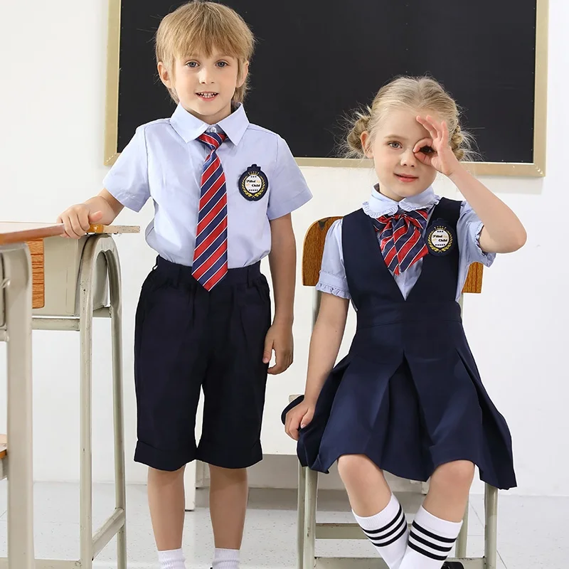 New girls pinafore dress design school uniforms for children summer school uniform custom