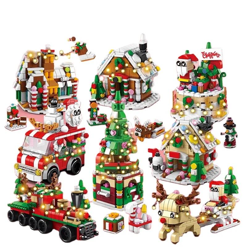 Рождественская серия развивающих маленьких частиц Детские игрушки подарочные блоки украшения головоломки для детей
