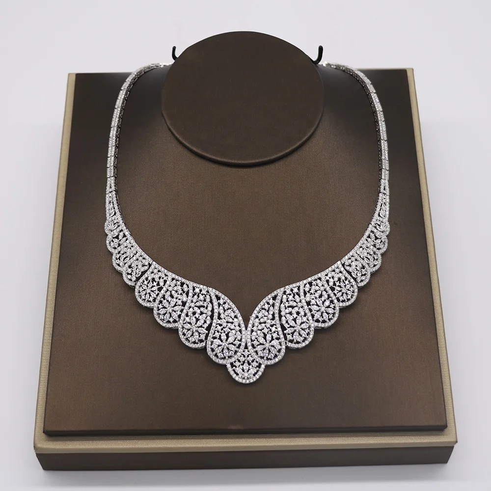 
Bedazzled jewelry supplies china wholesale copper women luxury jewellery rhodium plated bridal wedding jewelry set 