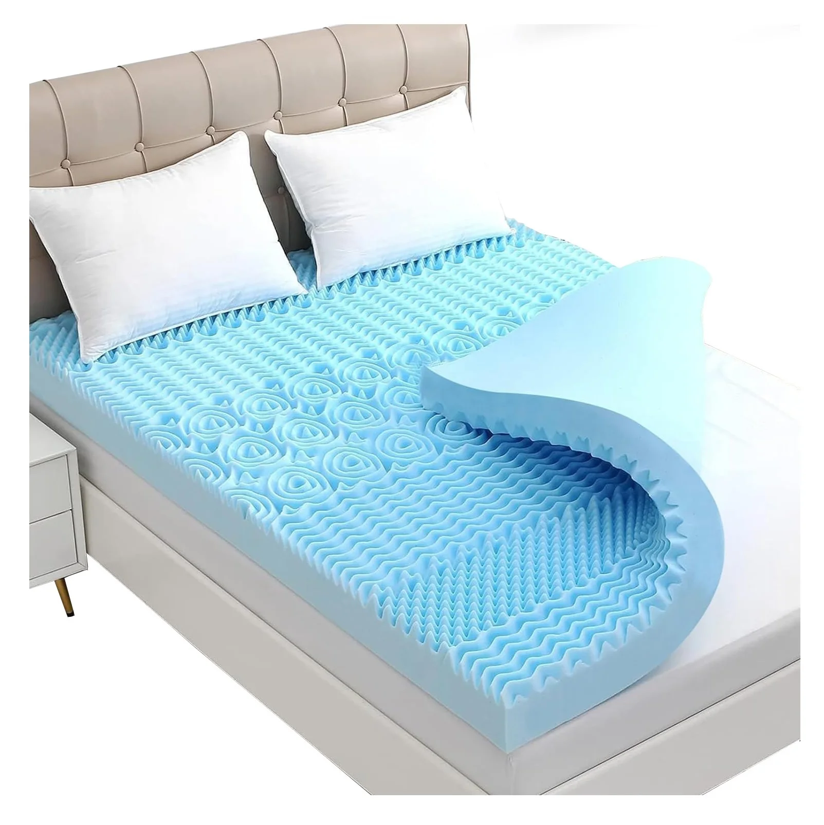Customziation Support Egg Crate Cooling Gel Memory Foam Mattress Topper