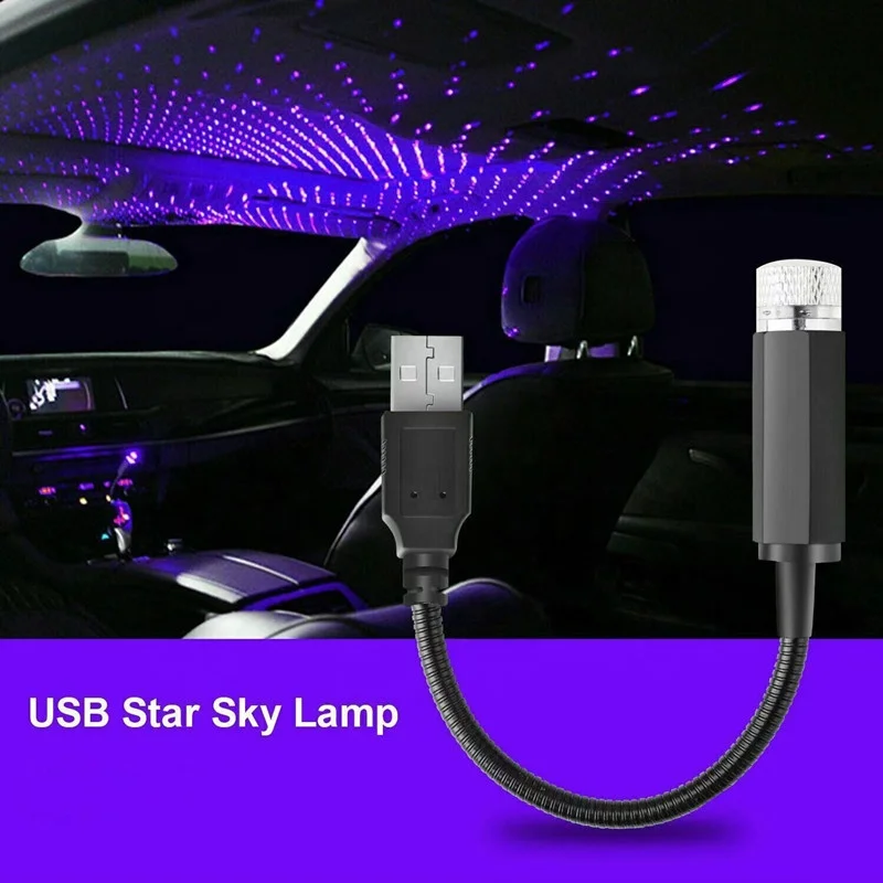 Lonvel Blue Atmosphere Light 100mw USB Car Projector LED Starry Sky Projector Lamp Decorative Car Roof Top Ceiling Star Light