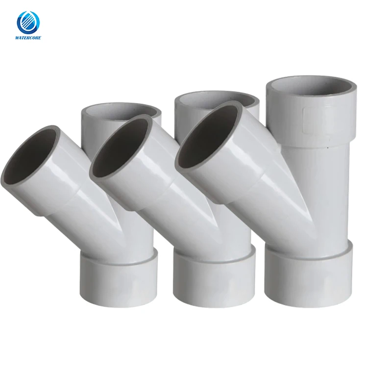 China Factory Good Quality AS/NZS1260 Standard UPVC PVC DWV Drainage Water Pipe Fittings 45 Deg Junction 100*50MM and100*65MM