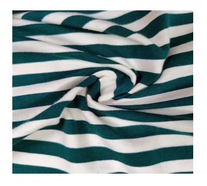 Dark Green White Striped Plain Tear-resistant Stretch Jersey 100 Cotton For T-shirt