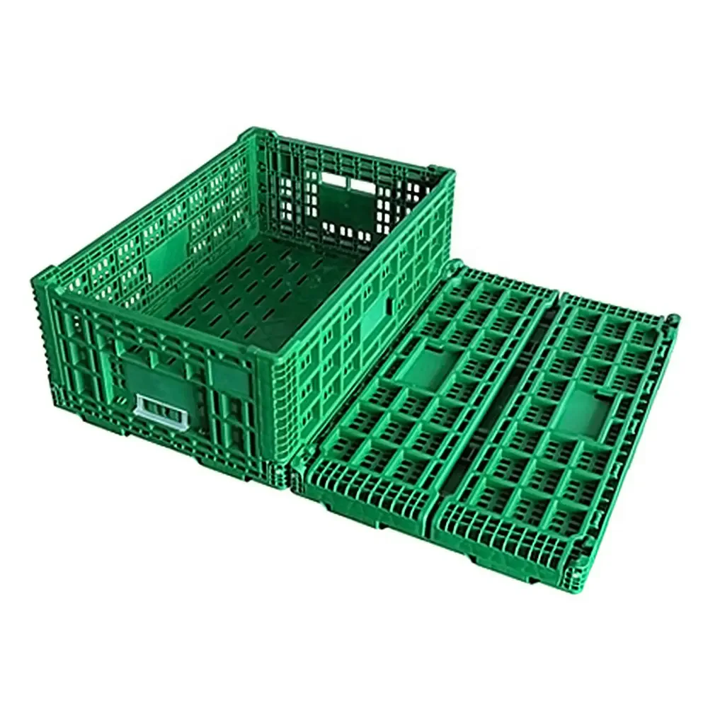 YUYANG supermarket foldable collapsible stackable container mesh logistic box vegetable turnover plastic crate fruit box