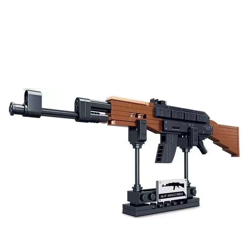 Military Series Weapon Toy Model Toy gun HK416 Assembly ak 47 gun DIY assembly brick set gun toy