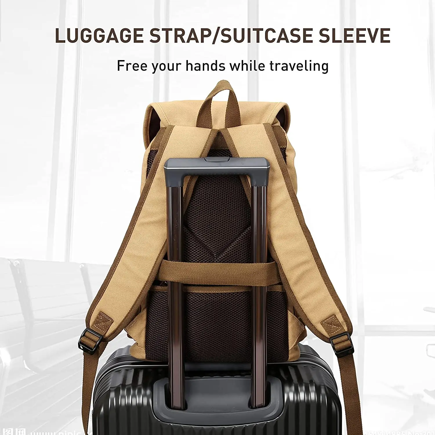 Canvas Vintage Backpack for Men Women,Travel Laptop Backpack  with USB Charge Port School College Book Bag Fit 15.6 Inch Laptop