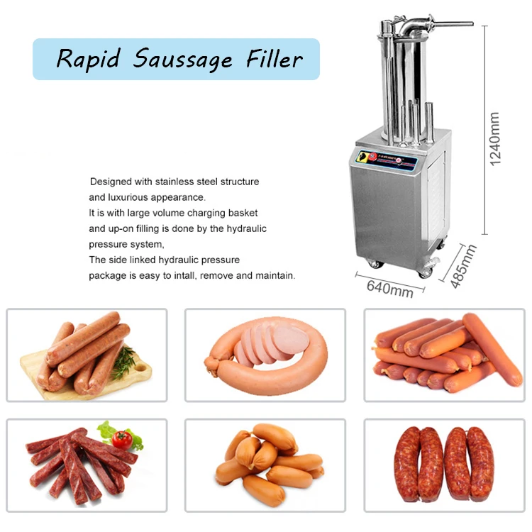 BX-SF150 High Efficient More Yield Sausage Making Machine Hydraulic sausage Machine Easy Cleaning More Hygienic Sausage Stuffer