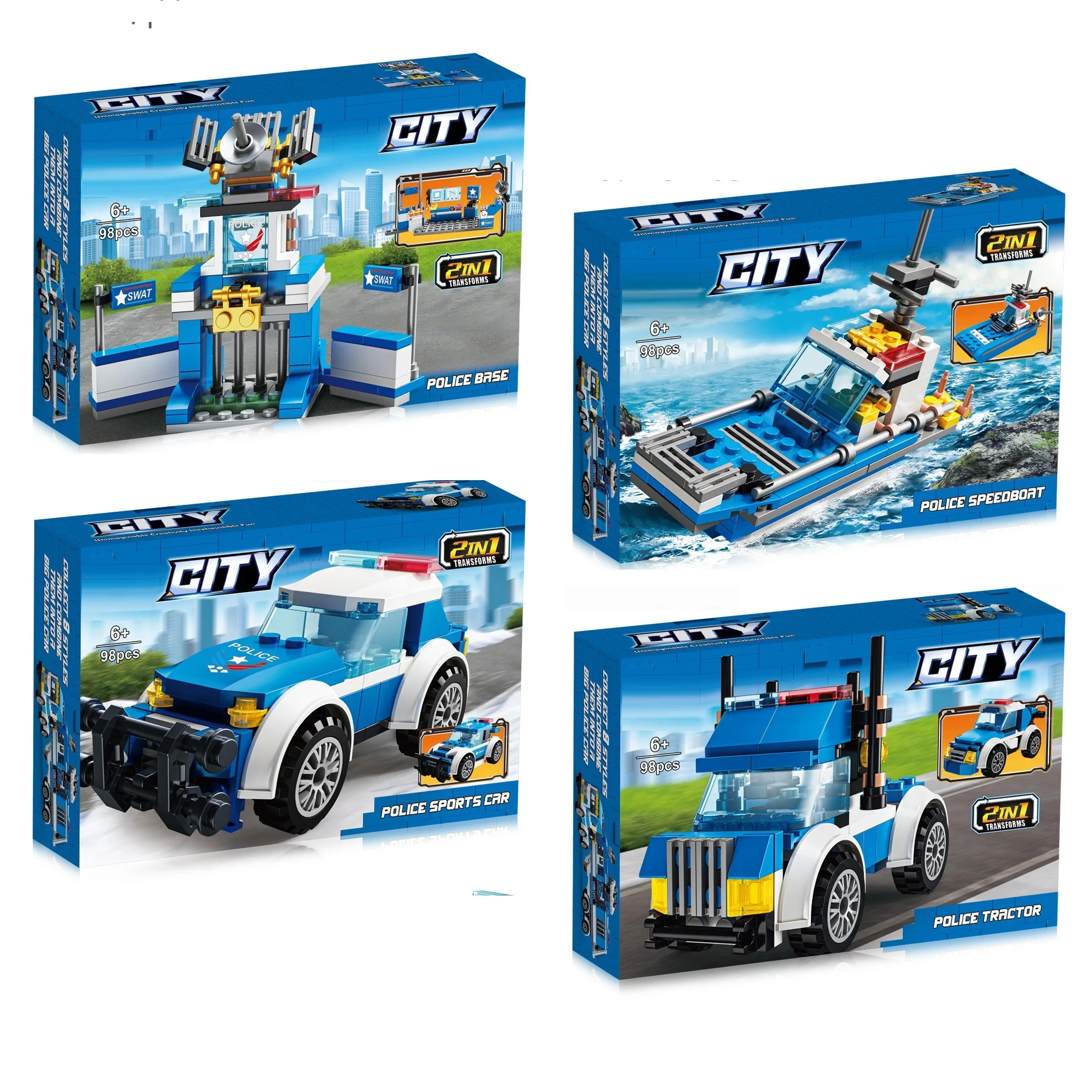 KFS Police Command Car Building Blocks Puzzle Compatible Toy Boy Small Particle Police Car Model