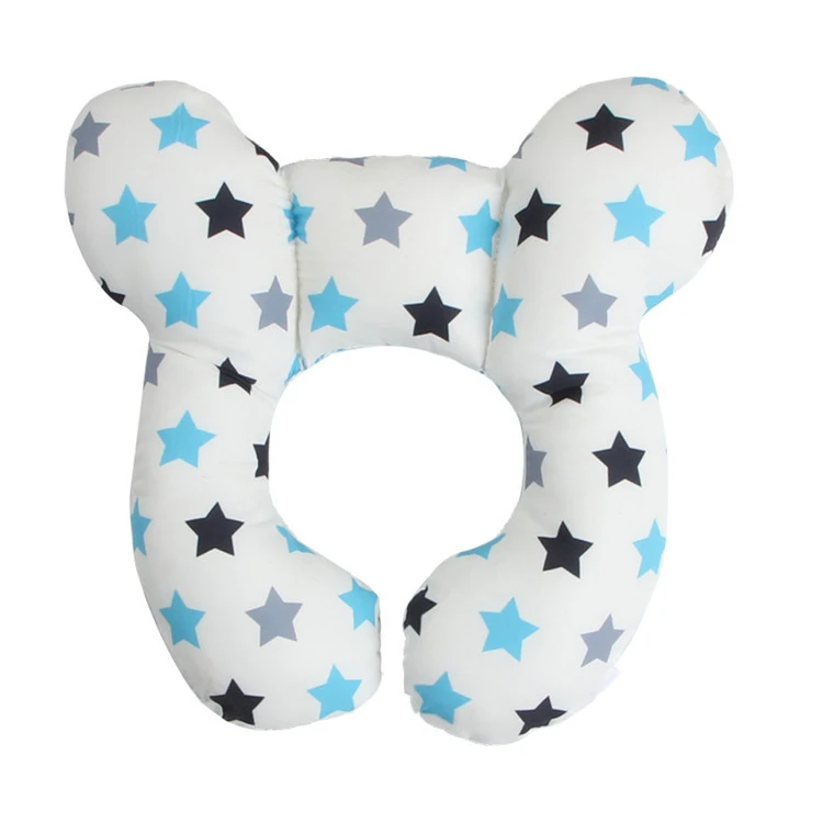 Manufacturer made polyester custom logo head support infant baby travel pillow neck head cushion