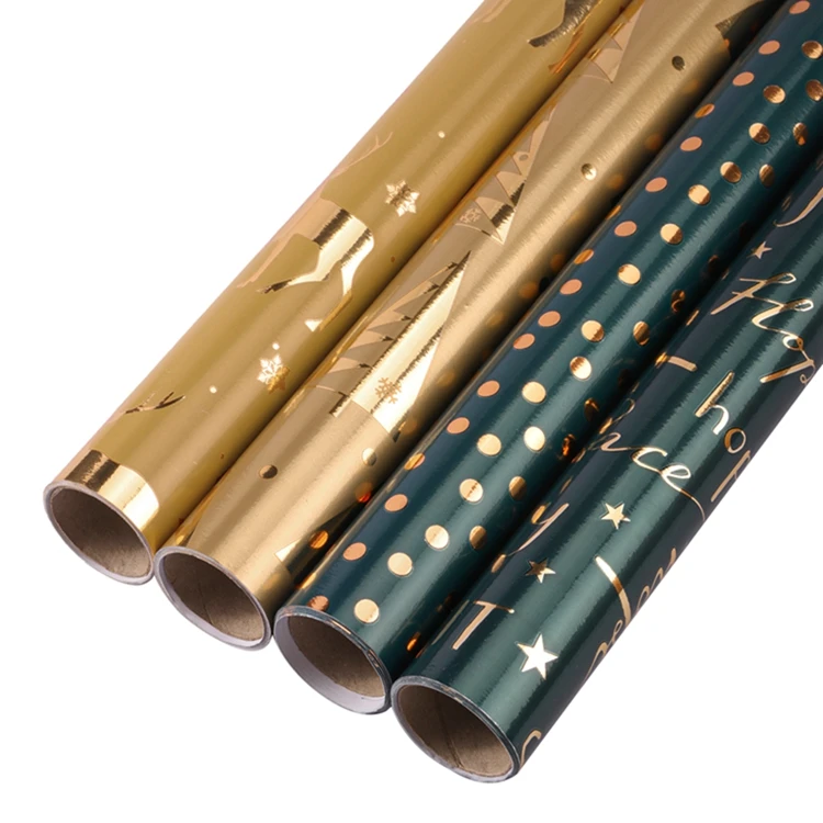 Зеленая Золотая фольгированная Рождественская подарочная оберточная бумага laribбонс