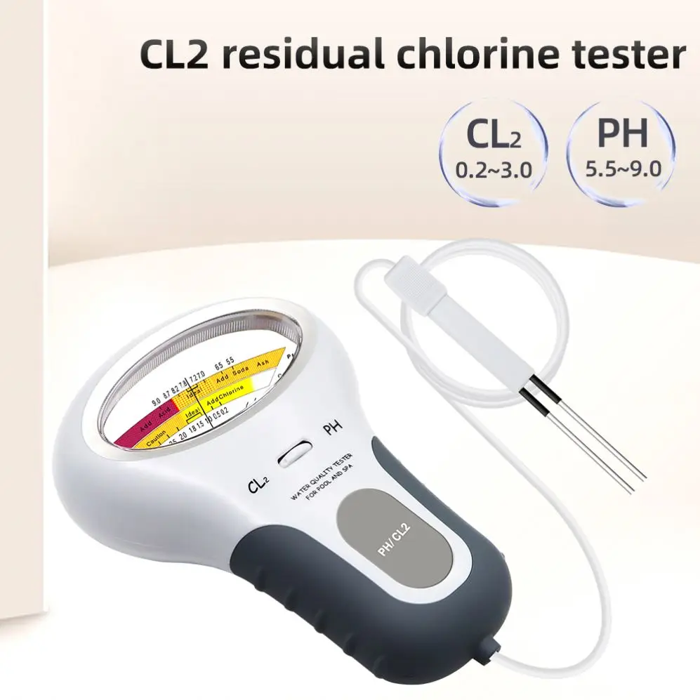 Digital Portable Chlorine 1.2 To 1.7 ppm Water Quality PH  Chlorine Tester CL2 PH Meter for Swimming Pool SPA Aquarium
