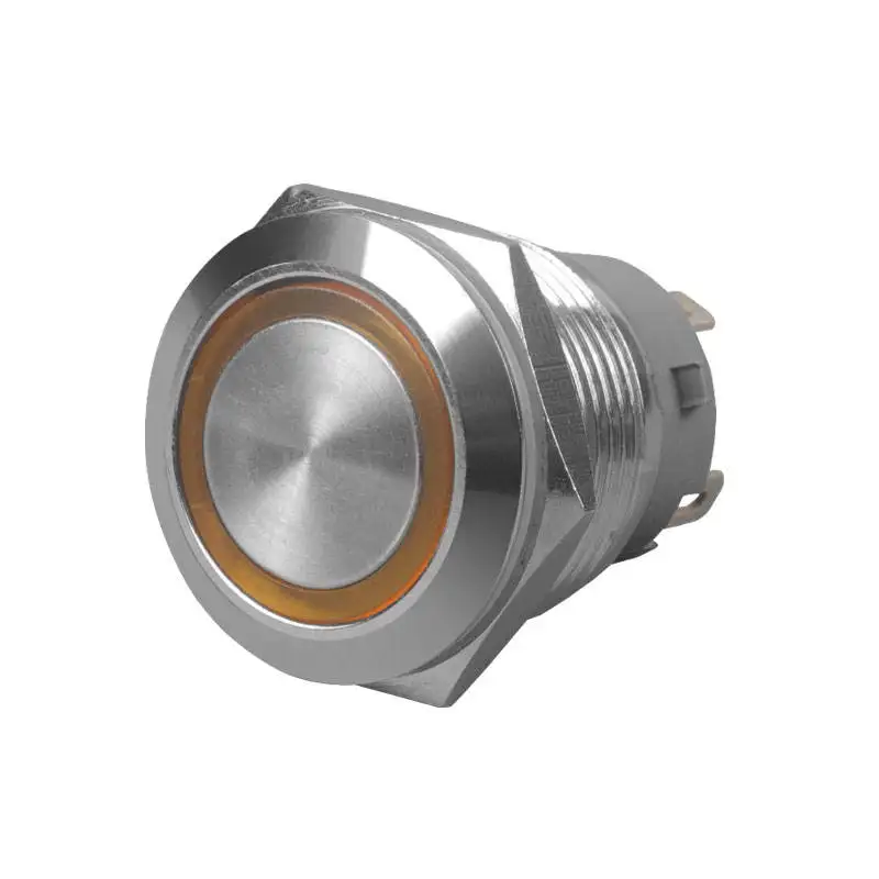 19 мм плоское кольцо светодиодный водонепроницаемый мгновенный металлический кнопочный переключатель 1NO1NC
