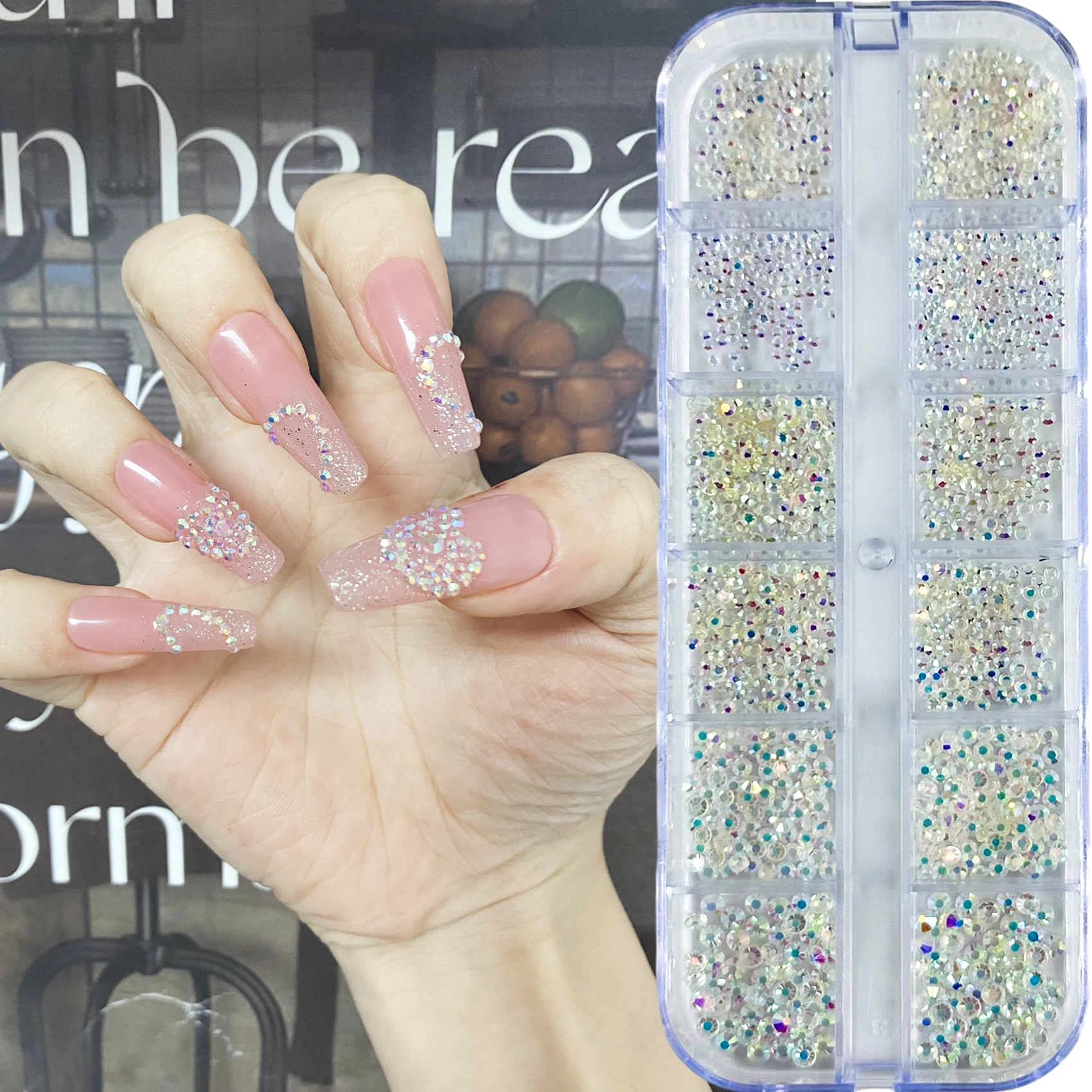 Hight Quality Multi Shape Glass Crystal Stone Decoration Design Flatback Nail Art Fancy Rhinestone Set Kit