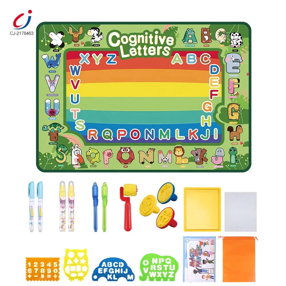 Kid educational reusable glows kids toys water doodle mat coloring writing painting baby large magic aqua water drawing mat