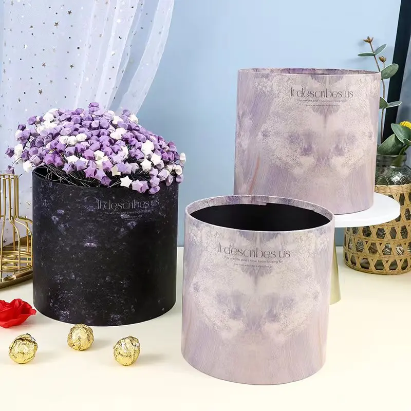Luxurious marble box for flower bouquet plum jam rose flower arrangement square round flower gift box set