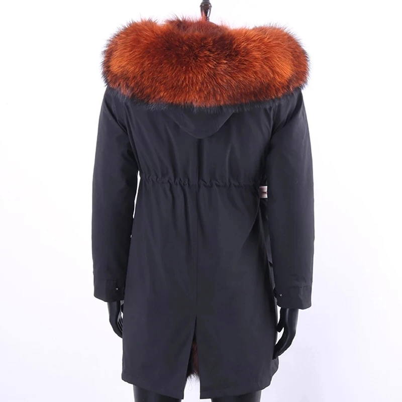 2021 Long Jacket Real Fox Fur Coat Men Parkas Raccoon Fur Collar Fox Fur Lined High Street Men Jacket Winter Man Cloth