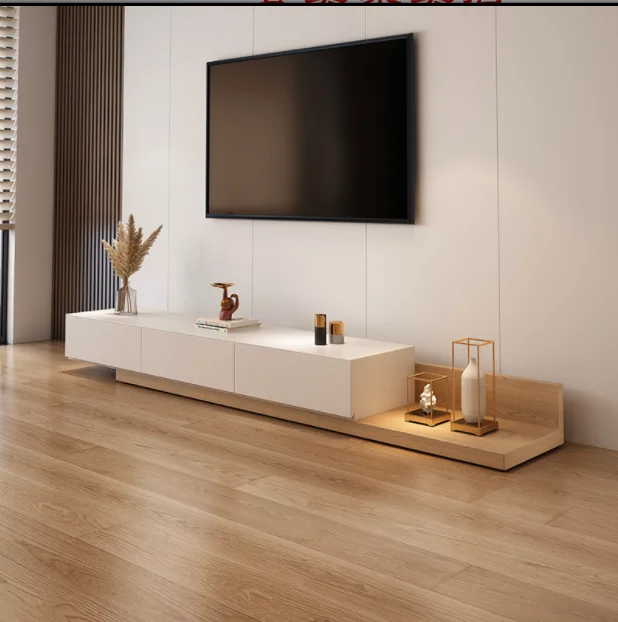 Nordic minimalist TV cabinet coffee table combination modern light luxury retractable TV cabinet