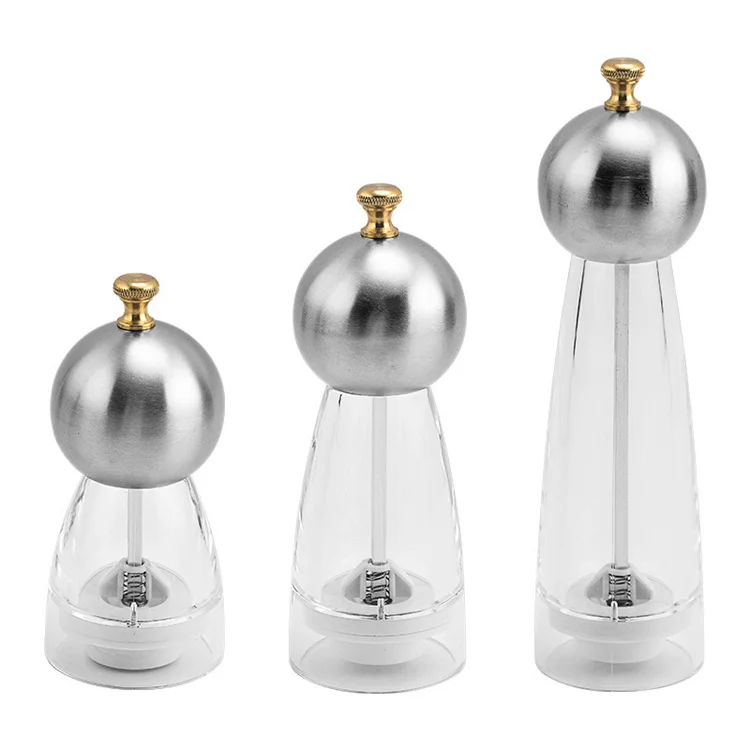 Adjustable Ceramic Core Salt and Pepper Mills Multi Size Premium Acrylic Manual Salt and Pepper Grinder Set