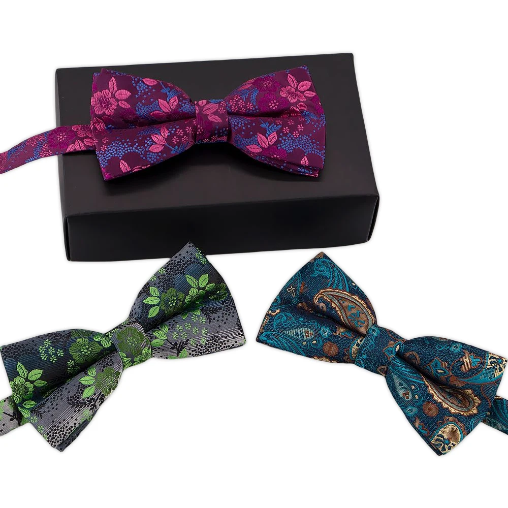 Zecheng Custom Handmade Luxury Collar Silk Bow Ties Set for Men