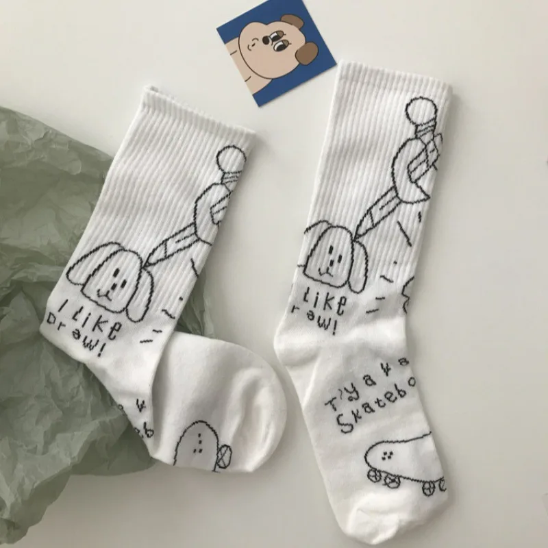 Funny Woman Designer Cute Embroidery Custom White Cotton Sock Animal Suppliers Cartoon Dress High Quality Fun Socks Women