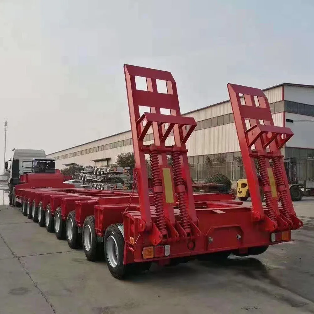 3 Axles 80t Lowbed Lowboy Low Flatbed Loader Drop Deck Trailer For Sale