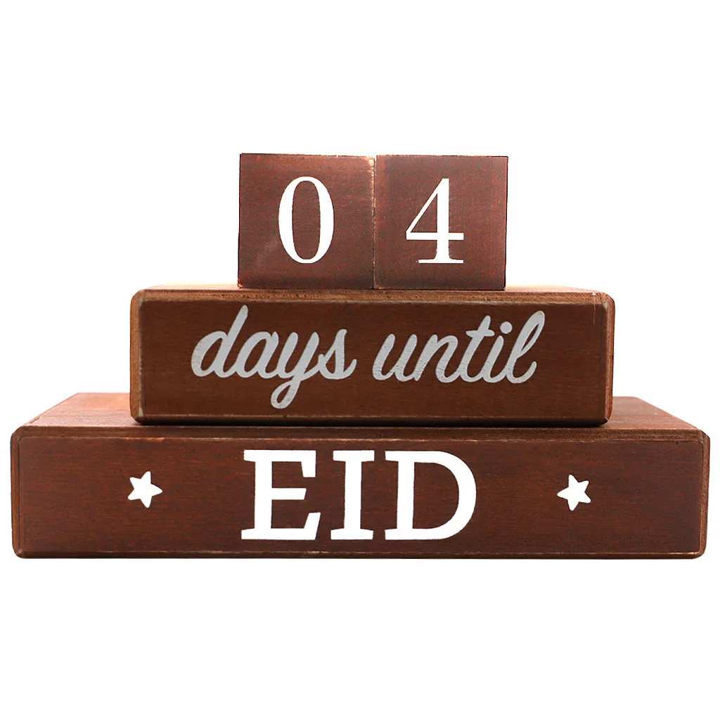 Ramadan Home Table Decoration Bamboo Countdown Desk Calendar Ornament Wholesale Wooden Eid Mubarak Decorations Calendar