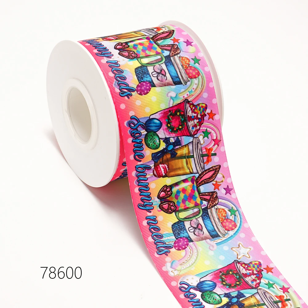 3 Inch  50 Yard Cartoon Grosgrain Ribbon For Party Wedding Decoration Handmade Rose Flowers Printed