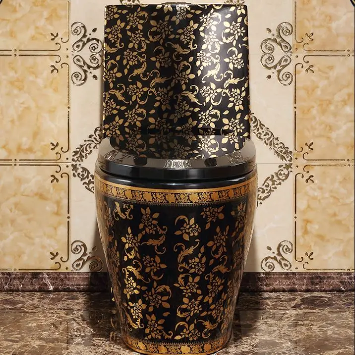 Bathroom sanitary ware one piece gold plated toilet