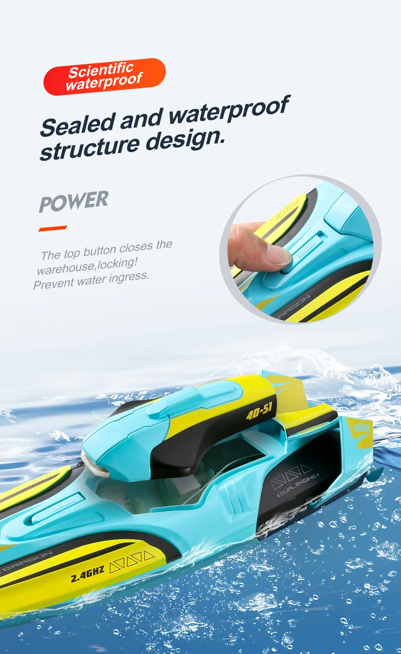 4D-S1 30km/h high speedboat wireless remote electric water monster yacht 100m dual motor anti-collision racing boat ship