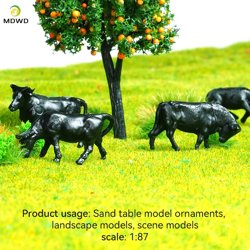 Model Trains Railway HO Scale 1:87 Model Black Cow Animals Painted Figures Train Layout Diorama