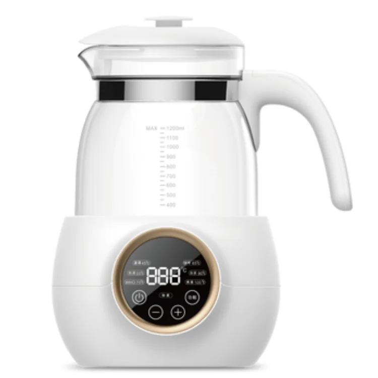 Electric glass jar 1200ml 800W Keep warm 45/55/70/85/90  temperature for different function for baby milk kettle