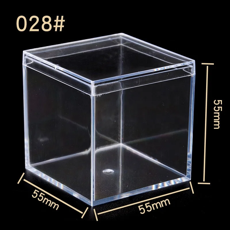 Cheap 2 Inch Clear Transparent Square Cubic  Party Birthday Wedding Favor Plastic PS Acrylic Sweet Candy Box with Lid