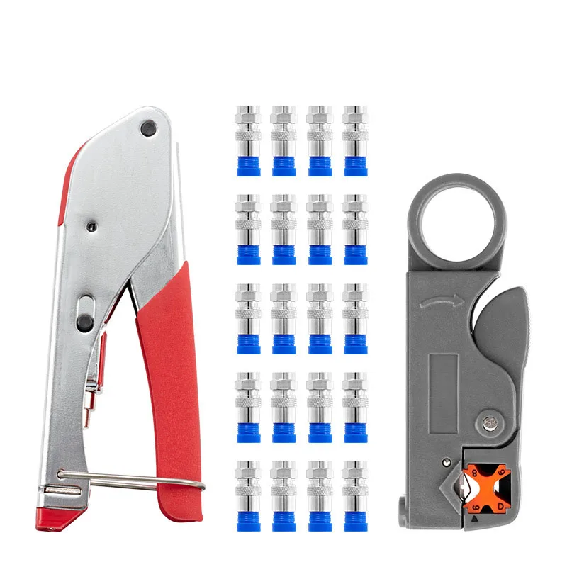 Stripper and Crimper Tool Combination Suitable for Rg59 Rg6 F Coaxial Cable Crimper