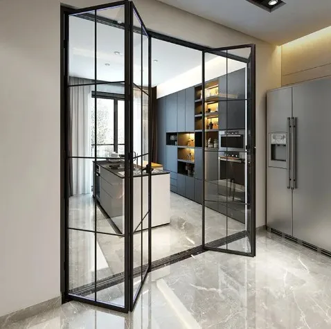 LongTai Frameless folding doors aluminium glass bifold kitchen toilet bathroom sliding folding door interior Partition