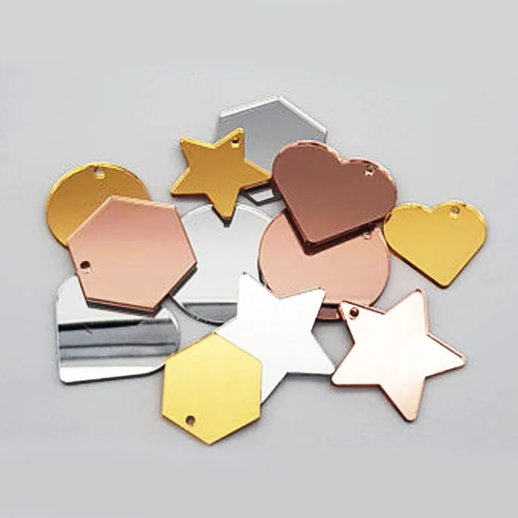 Custom Laser Cutting Shaped Clear Acrylic Mirror Decorations Christmas Tree Hanging Ornaments