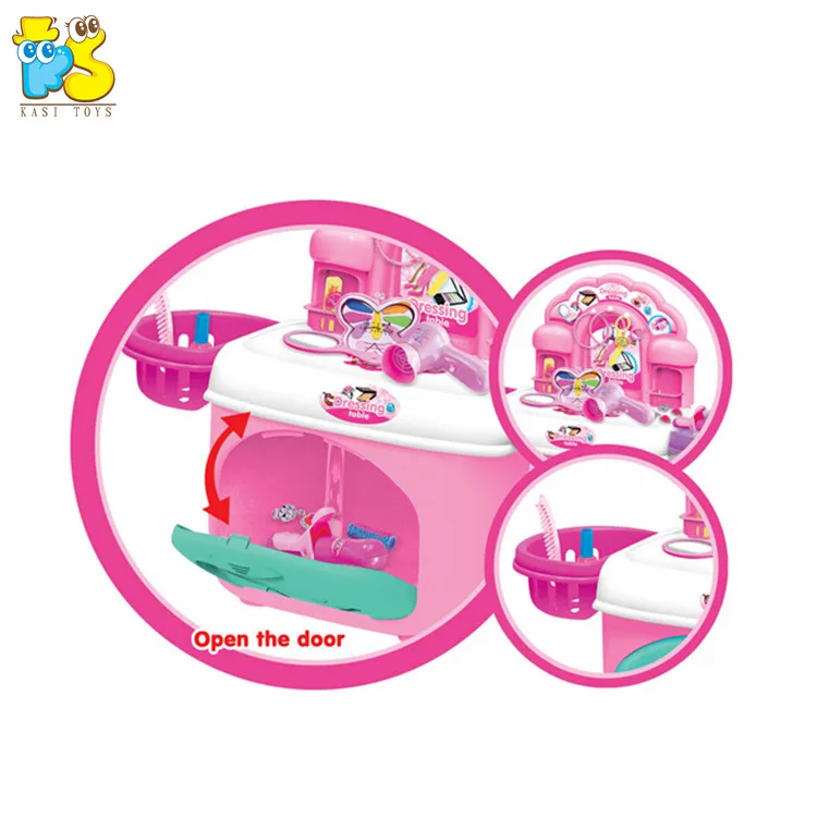 DIY girls dressing table toy pretned play make-up dresser fashion suitcase set