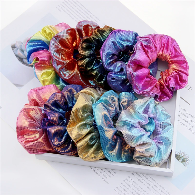 Hair Scrunchies with Zipper Shiny Metallic Scrunchies Hidden Elastic Hair Ties for Key Lipstick Coin Storage