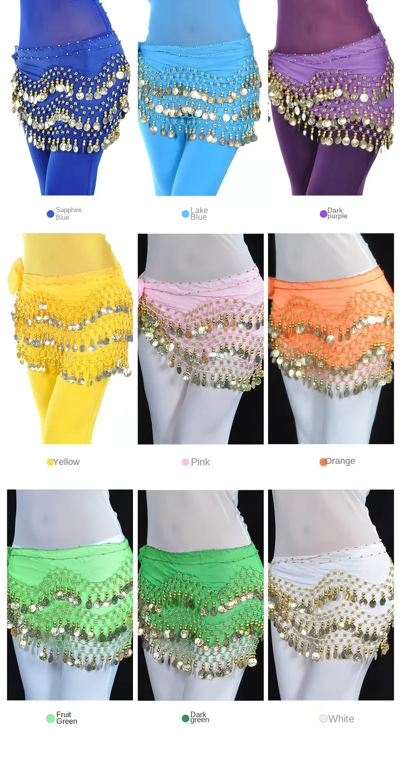 158 Sliver Coins Belly Dance Hip Scarf Indian arabic Performance wear hip scarf Waist Chain dance belts for Women