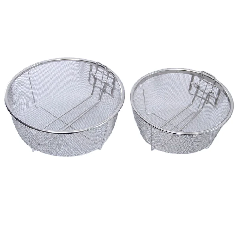 Factory Manufacture Folable Fry Basket Stainless Steel Mesh Deep Fryer Basket