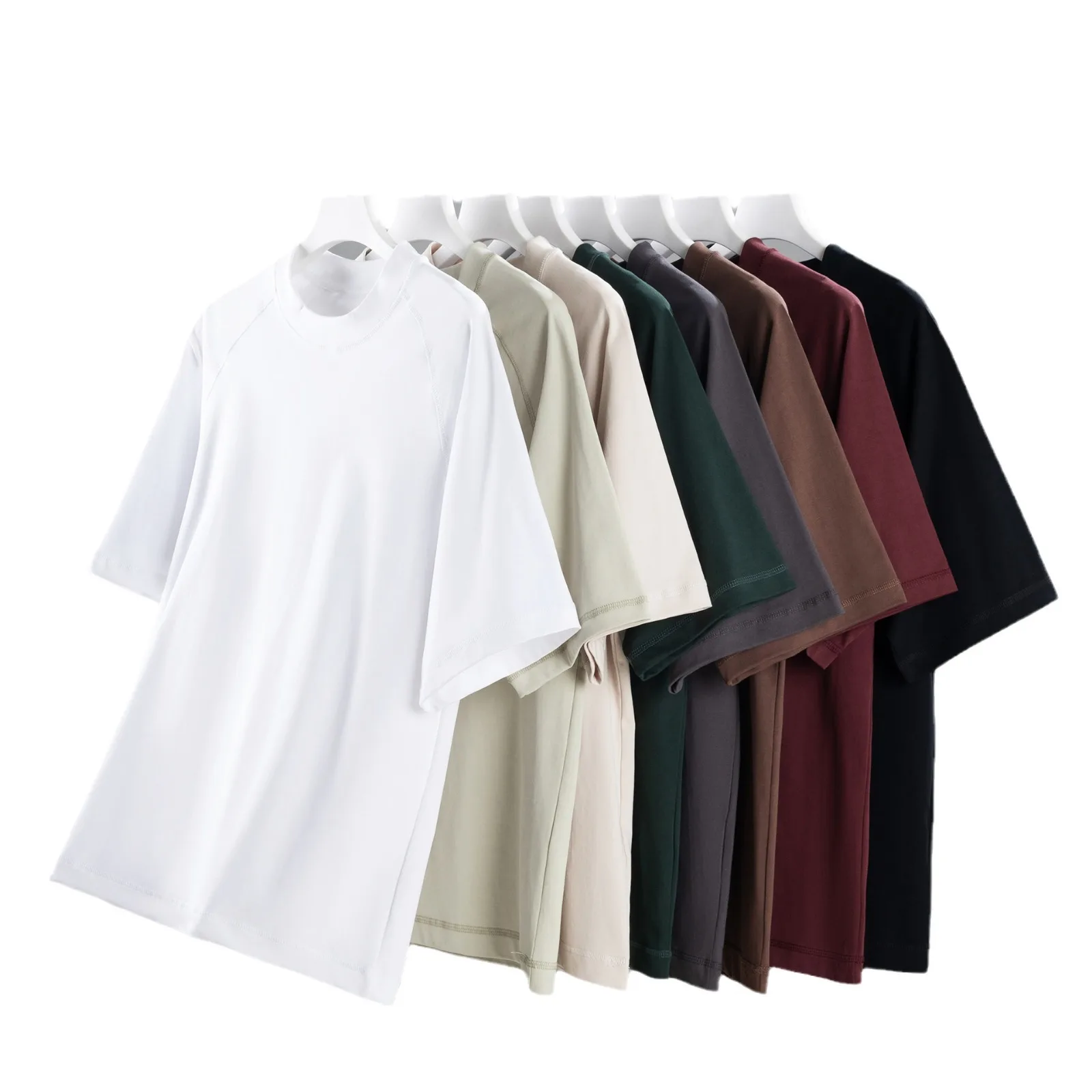 Customized DGT Printing 300g Heavyweight Raglan 100%Cotton Short Sleeved T Shirt High Quality Solid Color Loose Casual Top
