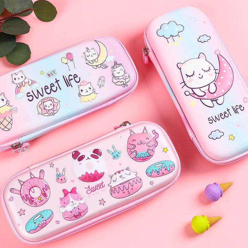 BEYOND stationery pu cover large capacity custom 3d eva horse cute cat ice cream kids pencil case for girls boys