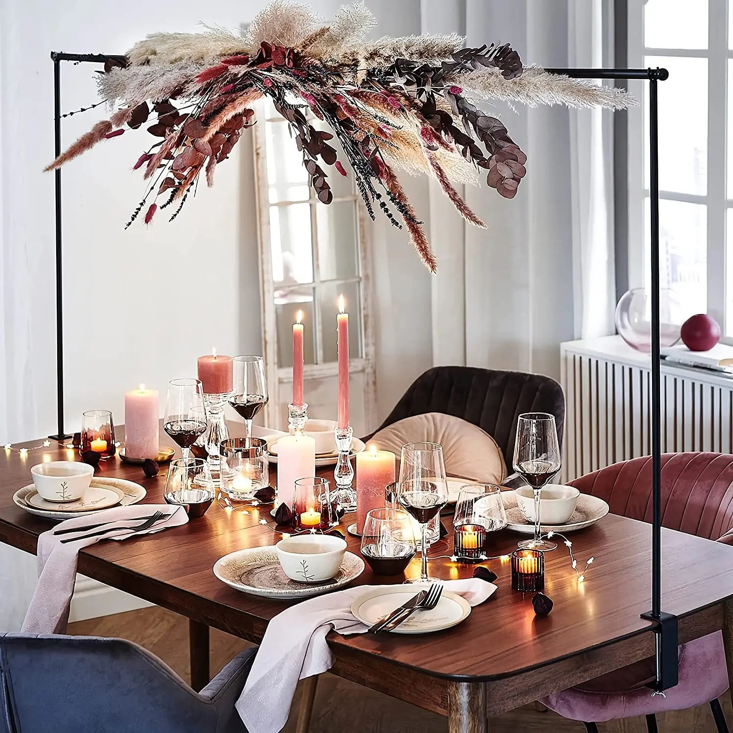 Desktop stand adjustable telescopic holiday party tabletop telescopic stand iron arch dining table decoration