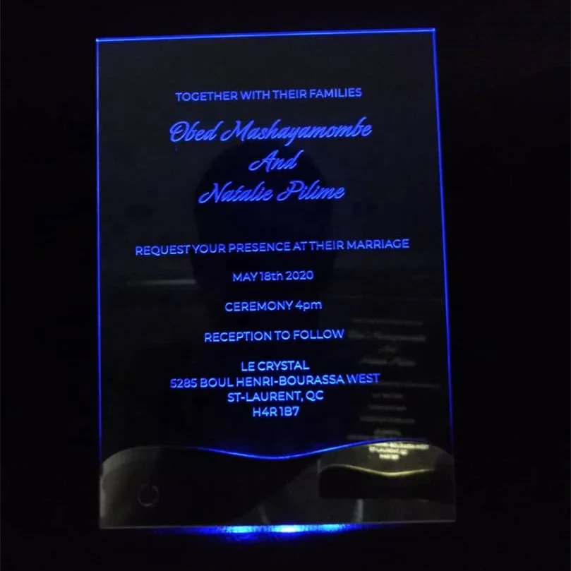 Новые светодиодные акриловые Пригласительные открытки для свадеб, вечеринок, мероприятий
