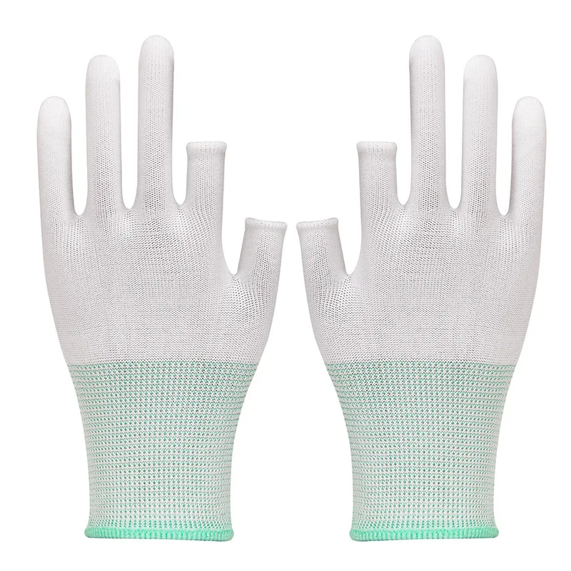 Exposed Two-finger Glove Work Gloves Thin Non-slip Half-finger Breathable Nylon Touch Screen Labor Anti Static Nylon OEM&ODM