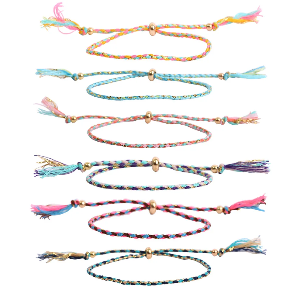 New Boho Handmade Tassel Bracelet Waterproof Woven Cotton Thread Bracelet Simple Rope Knot Friendship Bracelets