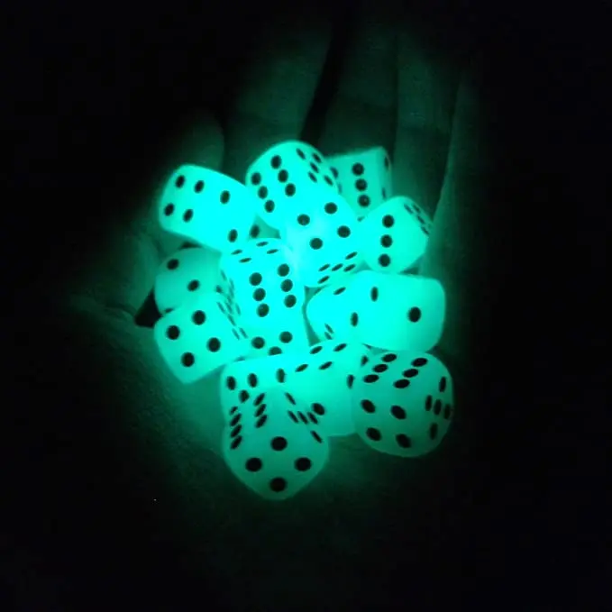 Suppliers custom made logo funny magic glow in the dark dice night lights precision 4 6 8 10 12 sides wooden dice