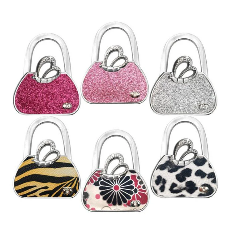 Fashion zinc alloy handbag hanger folding bag purse table hook