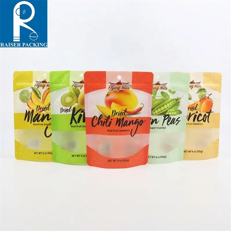 custom doypack standing pouch dried fruit bags for date , mango , banana chips