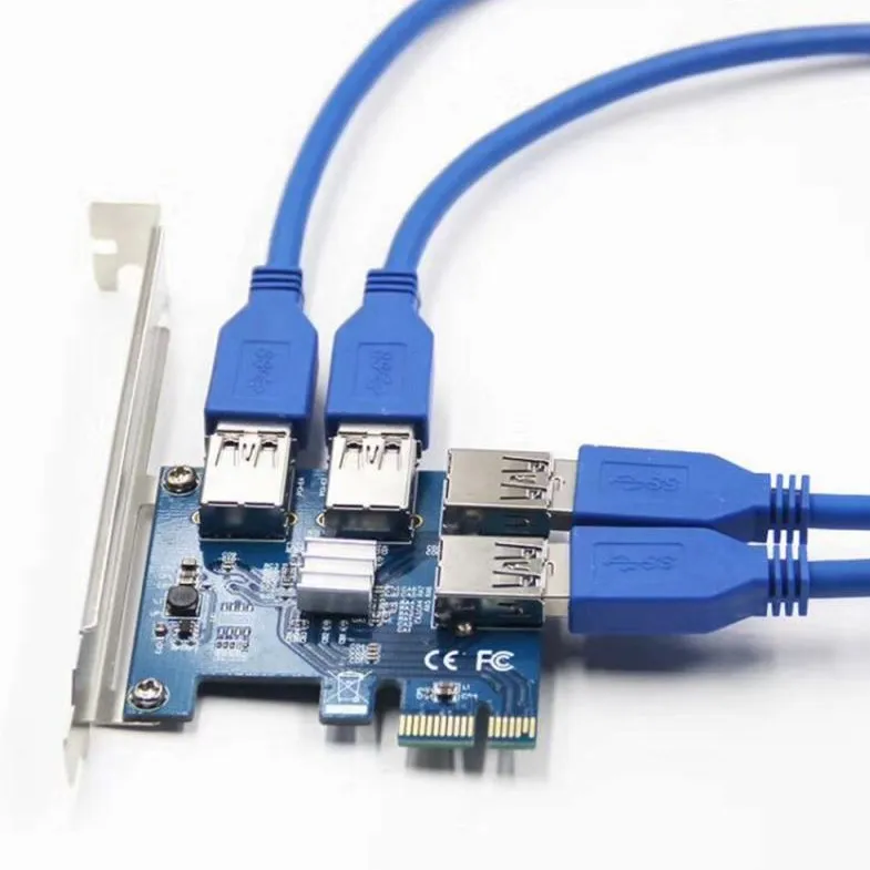 Multiplier Hub Adapter  Computer Accessories And  Devices PCIE PCI-E PCI Express Riser Card 1x to 16x 1 to 4 USB 3.0 Slot