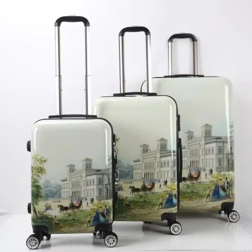 Custom Printed ABS PC Trolley Travel Luggage Adorable Beauty Case with Spinner Wheel Fashionable Suitcases for Women